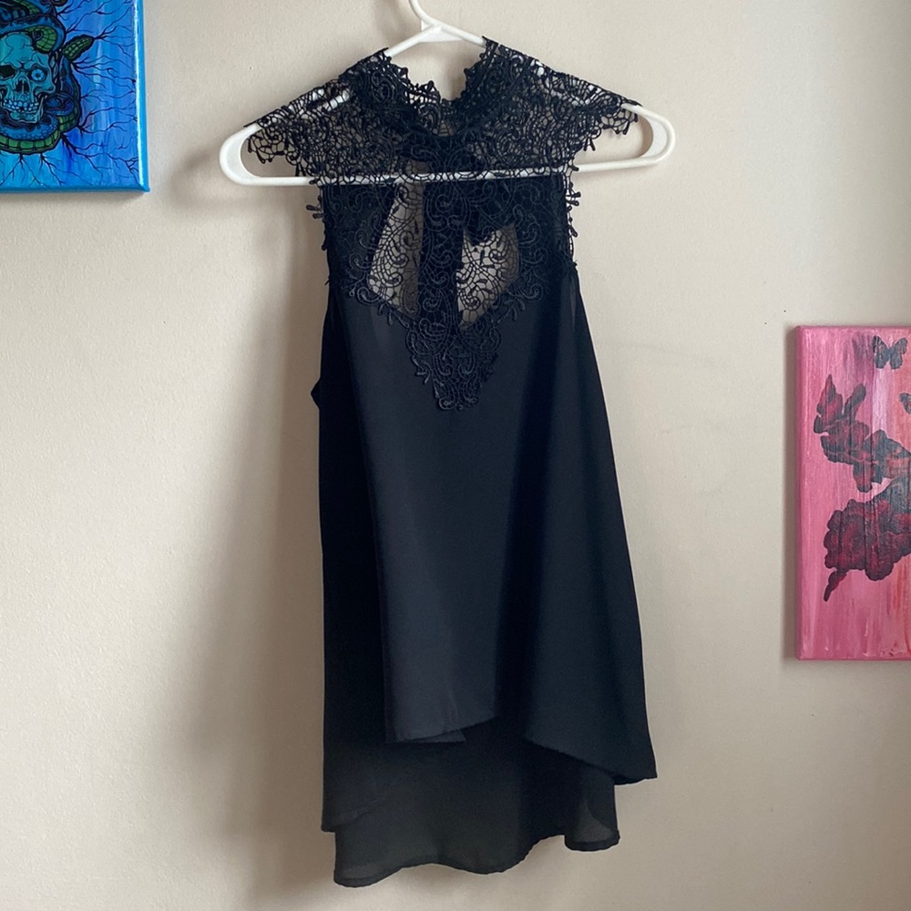 Gothic lace mock neck top